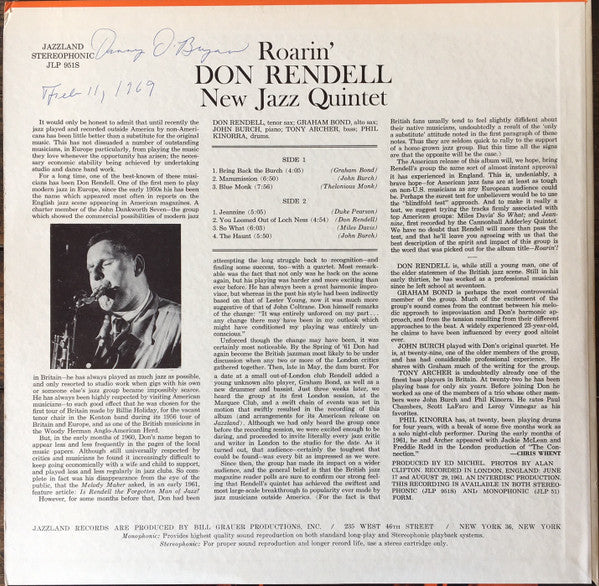 Release: Roarin'-Vinyl-US-1961-JLP 951S-8269492