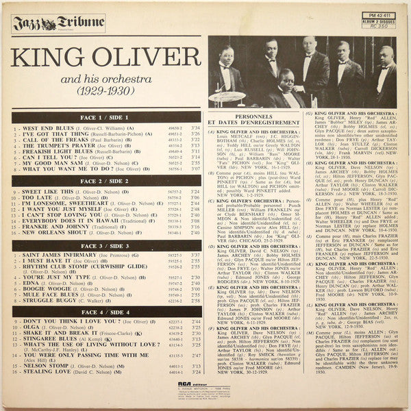 Release: Jazz Tribune No.6: King Oliver And His Orchestra (1929-1930)-Vinyl-France-1979-PM 42 411-5342389