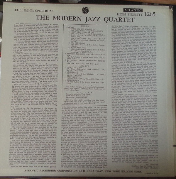 Release: The Modern Jazz Quartet-Vinyl-US-1975-SD 1265-9063780