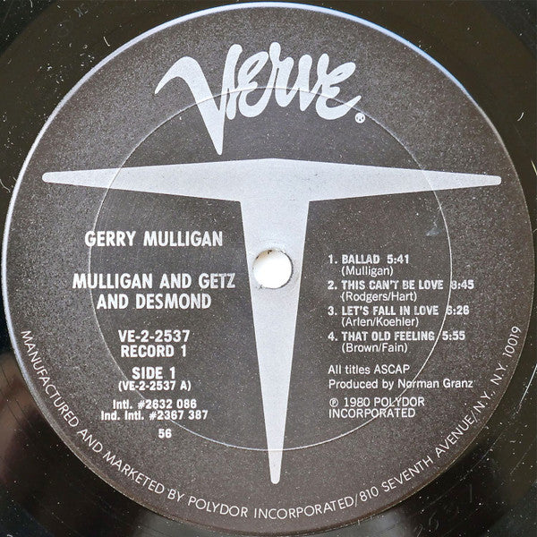 Master Release: Mulligan And Getz And Desmond by Gerry Mulligan