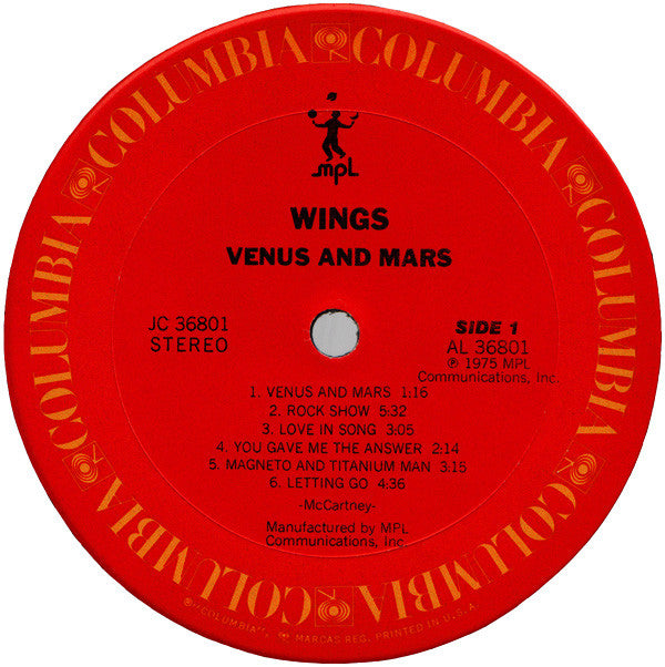 Release: Venus And Mars-Vinyl-US-None-JC 36801, JC 36801, 36801, 36801-7661114