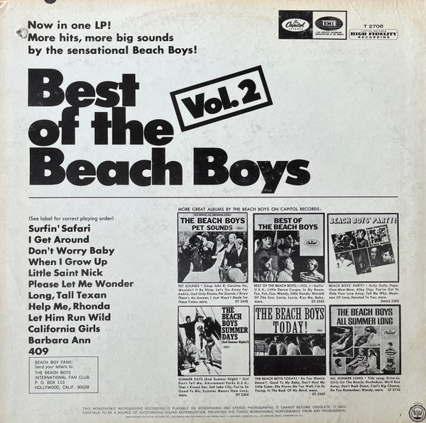 Release: Best Of The Beach Boys Vol. 2-Vinyl-US-1967-T 2706, T-2706, T 2706, T-2706-3645646