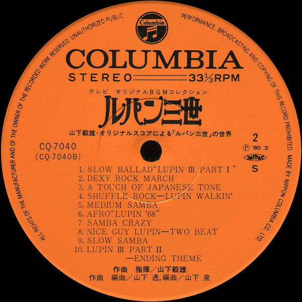 ルパン三世  Music From The Original Motion Picture Soundtrack Score =  ルパン三世 ～オリジナルスコアによる「ルパン三世」の世界～