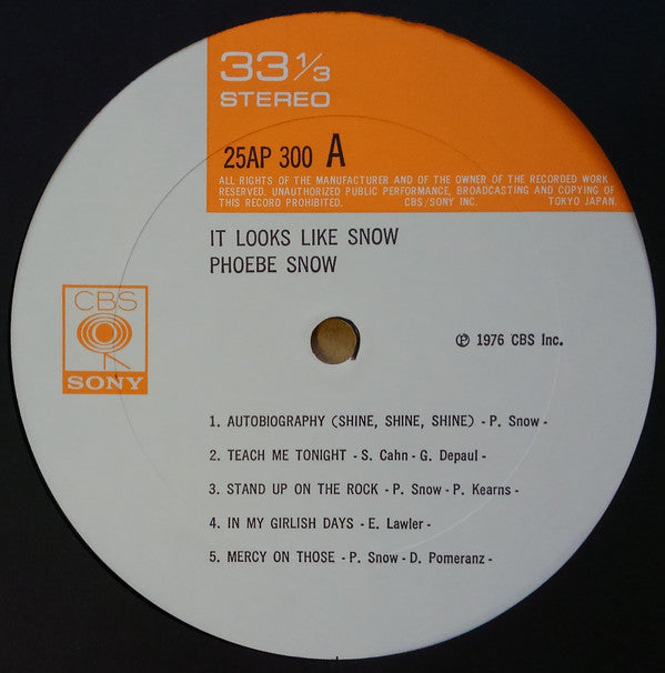 Release: It Looks Like Snow-Vinyl-Japan-1976-25AP 300-7523713