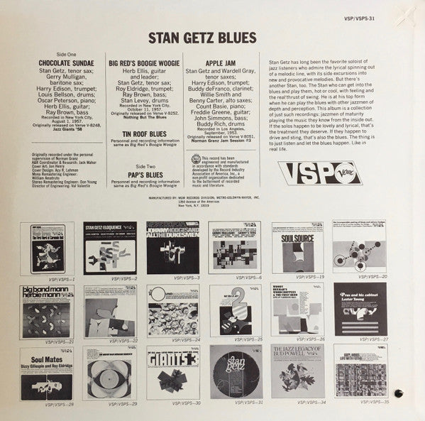 Release: Stan Getz Blues-Vinyl-US-1966-VSP-31-3089025