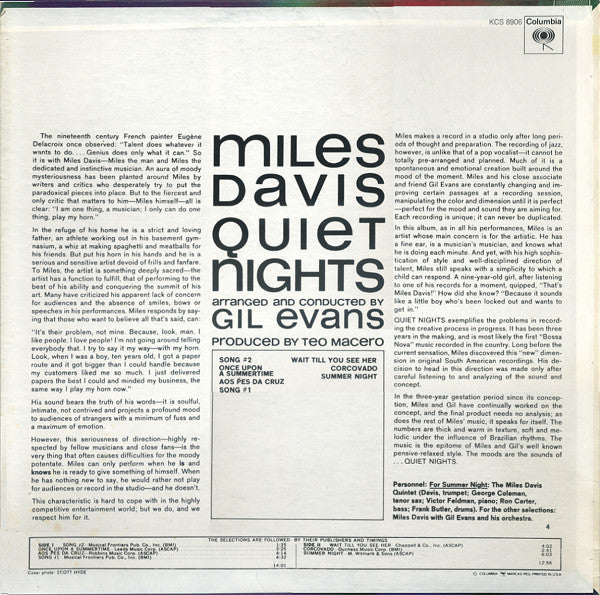 Release: Quiet Nights-Vinyl-US-1977-PC 8906, KCS 8906-6164358