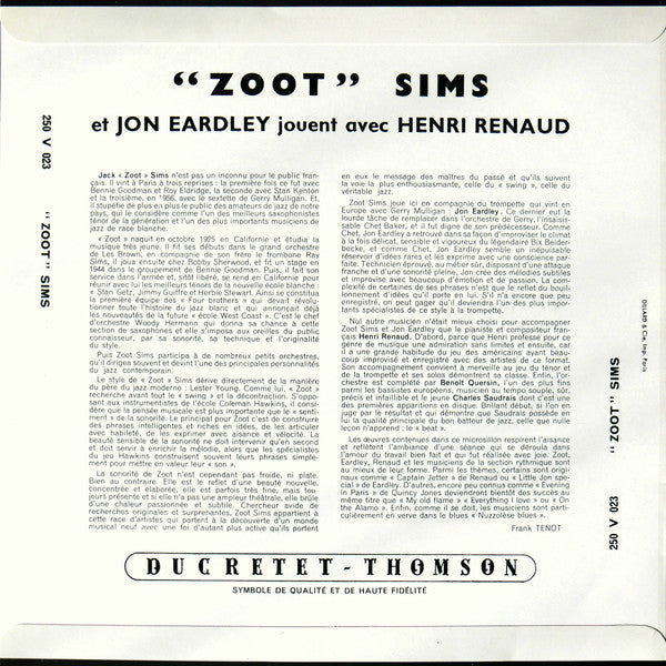 Release: Zoot Sims Avec Henri Renaud Et Son Orchestre Et Jon Eardley-Vinyl-Japan-2010-250 V 023-6430437