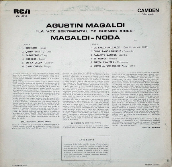 Release: Unknown Release-Vinyl-Argentina-None-CAL - 3233-8486166