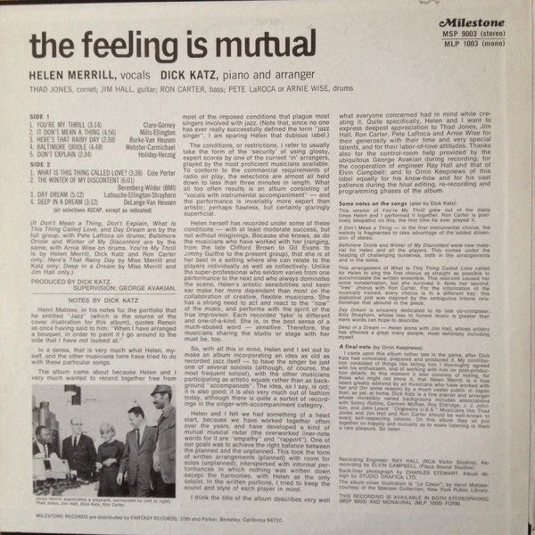 Release: The Feeling Is Mutual-Vinyl-US-None-MSP 9003-6463574