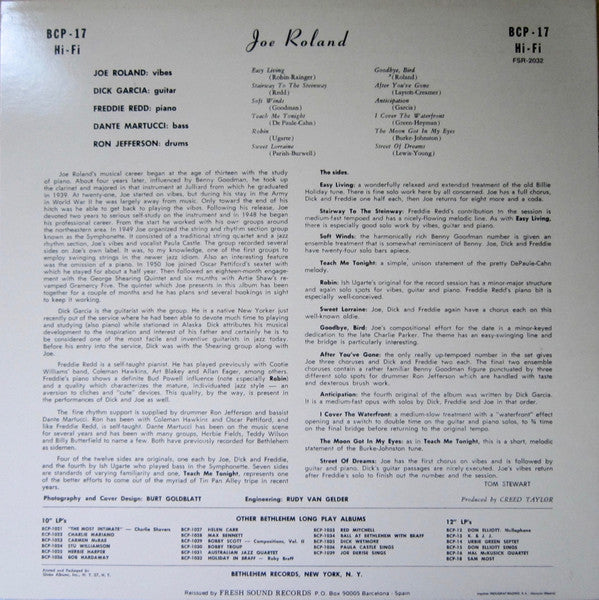 Release: Joe Roland Quintette-Vinyl-Spain-1988-FSR-2032, BCP-17-9404087