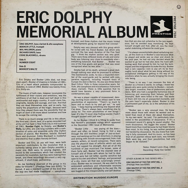 Release: Memorial Album Recorded Live At The Five Spot-Vinyl-France-1973-PRESTIGE 7334-5891633