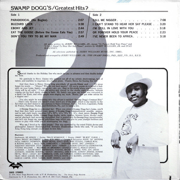 Release: Swamp Dogg's Greatest Hits?-Vinyl-US-1976-3002, SD-3002-3695251