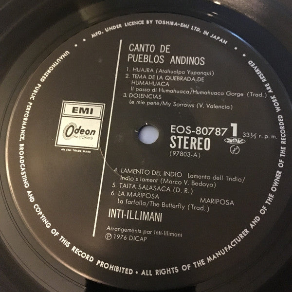 Release: Inti-Illimani 3 - Canto De Pueblos Andinos-Vinyl-Japan-1976-EOS-80787, 97803-7905809