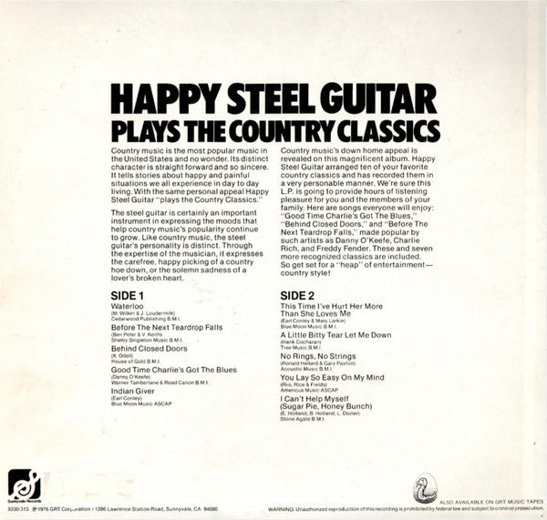 Release: Plays The Country Classics-Vinyl-US-1976-9330-313-1869160