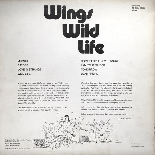 Release: Wild Life-Vinyl-UK-1971-PCS 7142, 1E 062 o 04946-1546448