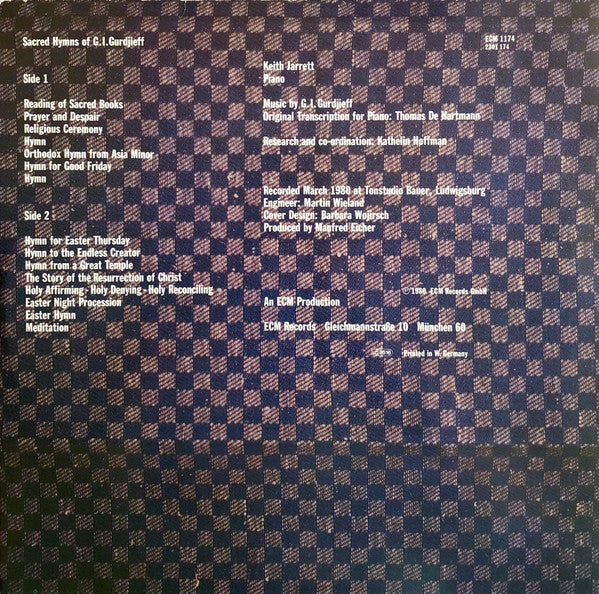 Release: Sacred Hymns-Vinyl-Germany-1980-ECM 1174-1309049