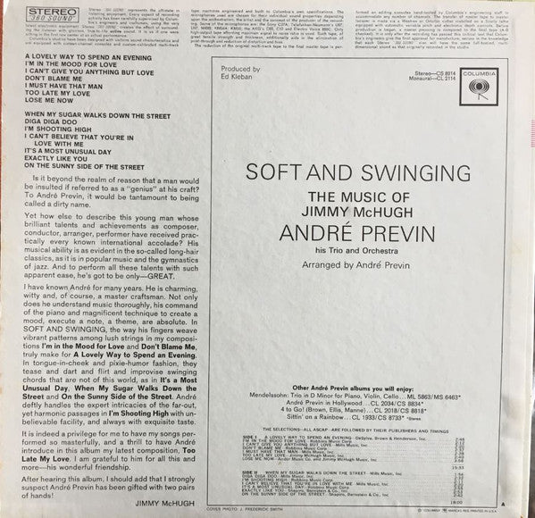 Release: Soft And Swinging The Music Of Jimmy McHugh-Vinyl-US-1964-CS 8914-7450692