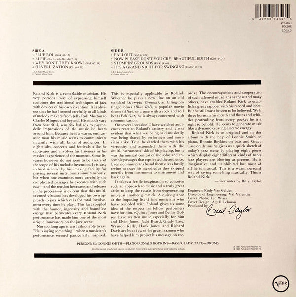 Master Release: Now Please Don't You Cry, Beautiful Edith by Roland Kirk