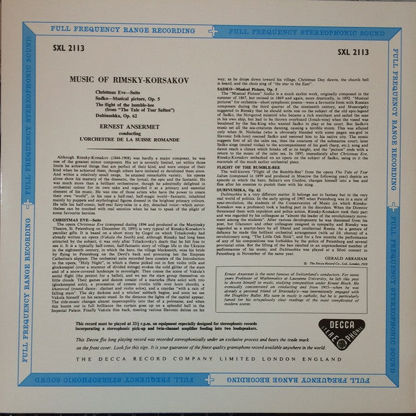 Release: Music Of Rimsky-Korsakov-Vinyl-Germany-1999-SXL 2113, 009 2113, SXL 2113-5032898