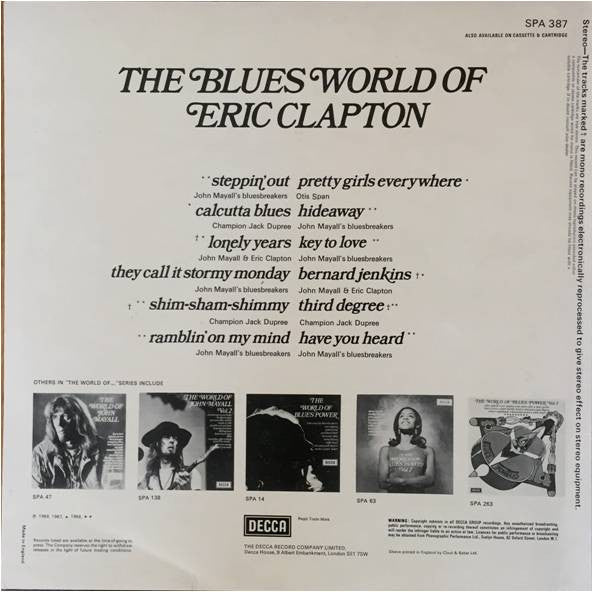 Release: The Blues World Of Eric Clapton-Vinyl-UK-1975-SPA 387, SPA.387-3219659