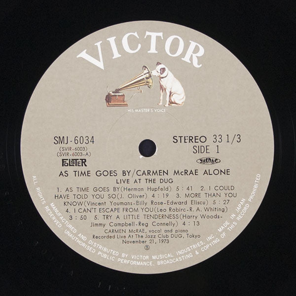 As Time Goes By / Carmen McRae Alone / Live At The Dug