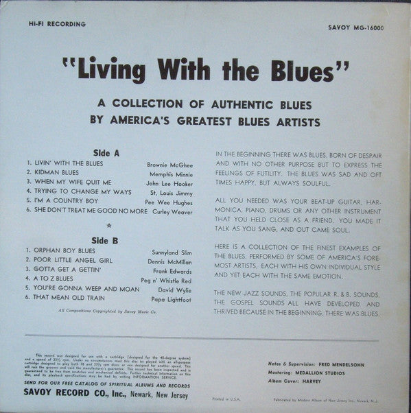 Release: Living With The Blues-Vinyl-US-1964-MG 16000-6988729