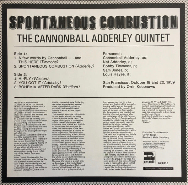 Release: The Cannonball Adderley Quintet In San Francisco-Vinyl-Germany-None-673 016-5604788