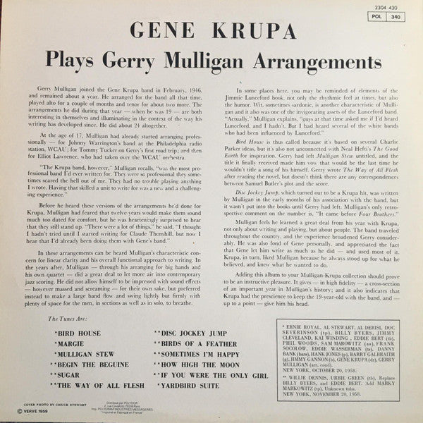 Release: Gene Krupa Plays Gerry Mulligan Arrangements-Vinyl-France-None-2304 430-3754127