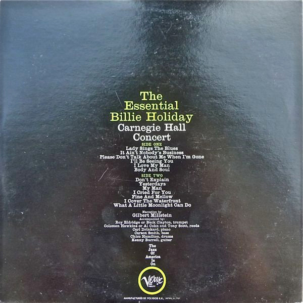 Release: The Essential Billie Holiday (Carnegie Hall Concert Recorded Live)-Vinyl-Japan-1977-MV 2600-4497491
