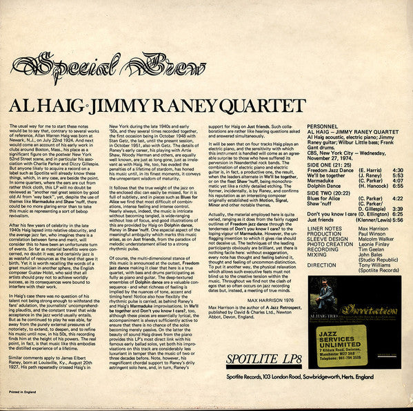 Master Release: Special Brew by Al Haig-Jimmy Raney Quartet