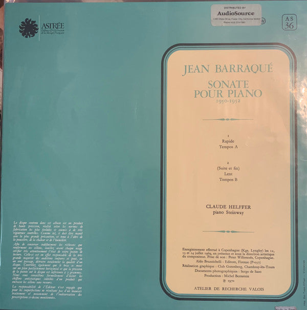 Master Release: Sonate Pour Piano by Jean Barraqué