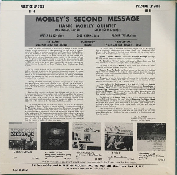 Release: Mobley's 2nd Message-Vinyl-Japan-1979-SMJ-6608(M)-7323238