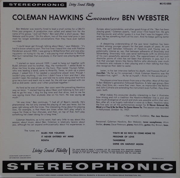 Release: Coleman Hawkins Encounters Ben Webster-Vinyl-US-1995-MG VS-6066, MG VS-6066-4850394