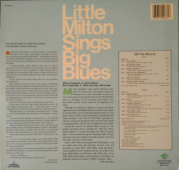 Master Release: Sings Big Blues by Little Milton