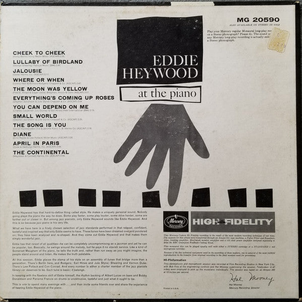Release: Eddie Heywood At The Piano-Vinyl-US-1960-MG 20590, MG-20590-5511164