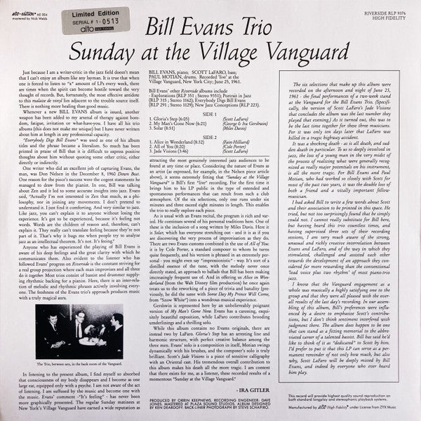 Release: Sunday At The Village Vanguard-Vinyl-US-None-RLP-9376, AE-004-4300601