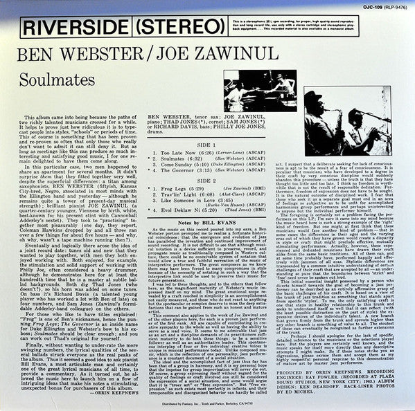 Release: Soulmates-Vinyl-US-None-RLP-9476, OJC-109-9210516