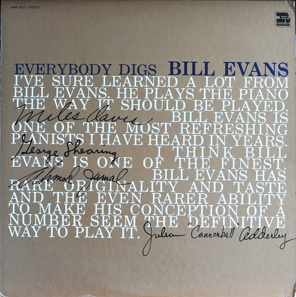 Release: Everybody Digs Bill Evans-Vinyl-Japan-1972-MW 2057-8286383
