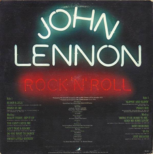 Release: Rock 'N' Roll-Vinyl-US-1975-SK-3419-1089439