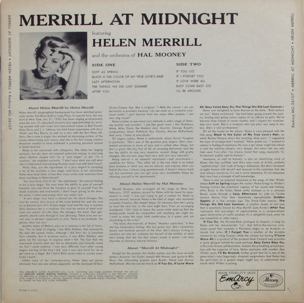 Release: Merrill At Midnight-Vinyl-US-1957-MG 36107-3571490