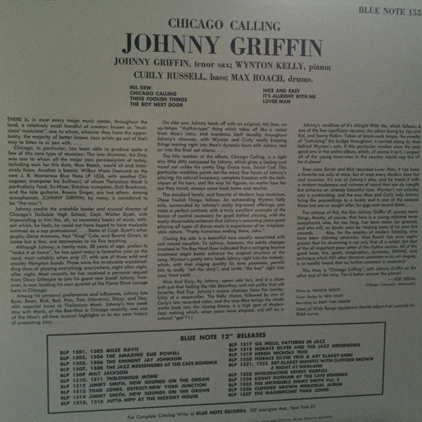 Release: Introducing Johnny Griffin-Vinyl-US-2002-BN 1533-MONO-200G, BLP 1533-3286497