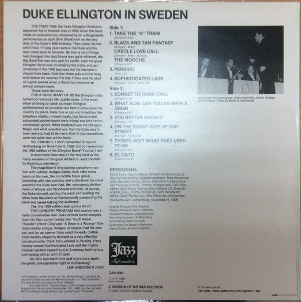 Release: "Live" 1958-Vinyl-Sweden-1986-CAH 4001-6611740