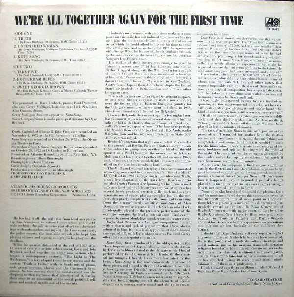 Release: We're All Together Again For The First Time-Vinyl-US-1973-SD 1641-1686856
