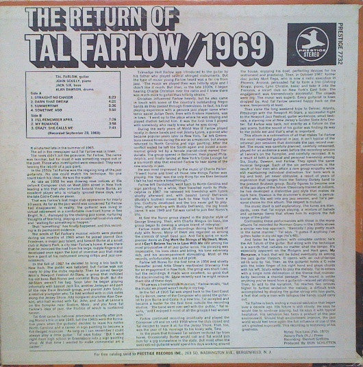Release: The Return Of Tal Farlow / 1969-Vinyl-US-1970-PR 7732, PRST 7732-3527435