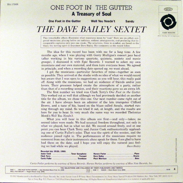 Release: One Foot In The Gutter: A Treasury Of Soul-Vinyl-US-1995-BA 17008, BA 17008-1593107