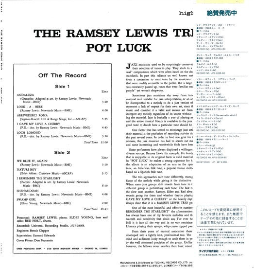 Master Release: Pot Luck by The Ramsey Lewis Trio