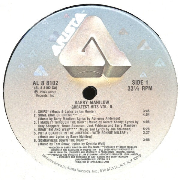Release: Greatest Hits Vol. II-Vinyl-US-1983-AL8-8102, AL 8 8102-2630130
