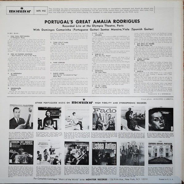 Release: Amalia À L'Olympia-Vinyl-US-1973-MFS 442-27032139