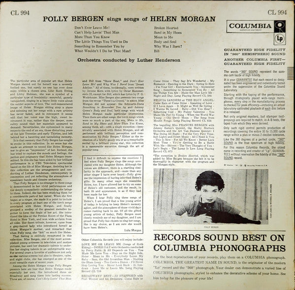 Release: Bergen Sings Morgan-Vinyl-US-1957-CL 994-26146661