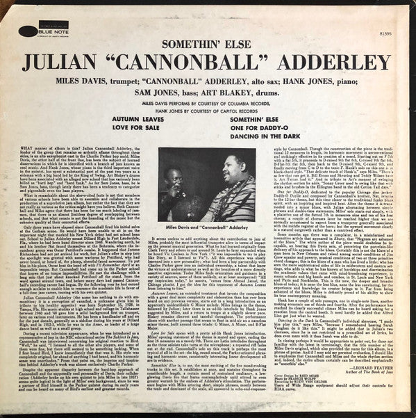 Release: Somethin' Else-Vinyl-US-1966-BST 81595, BLP 1595, 81595-23618171